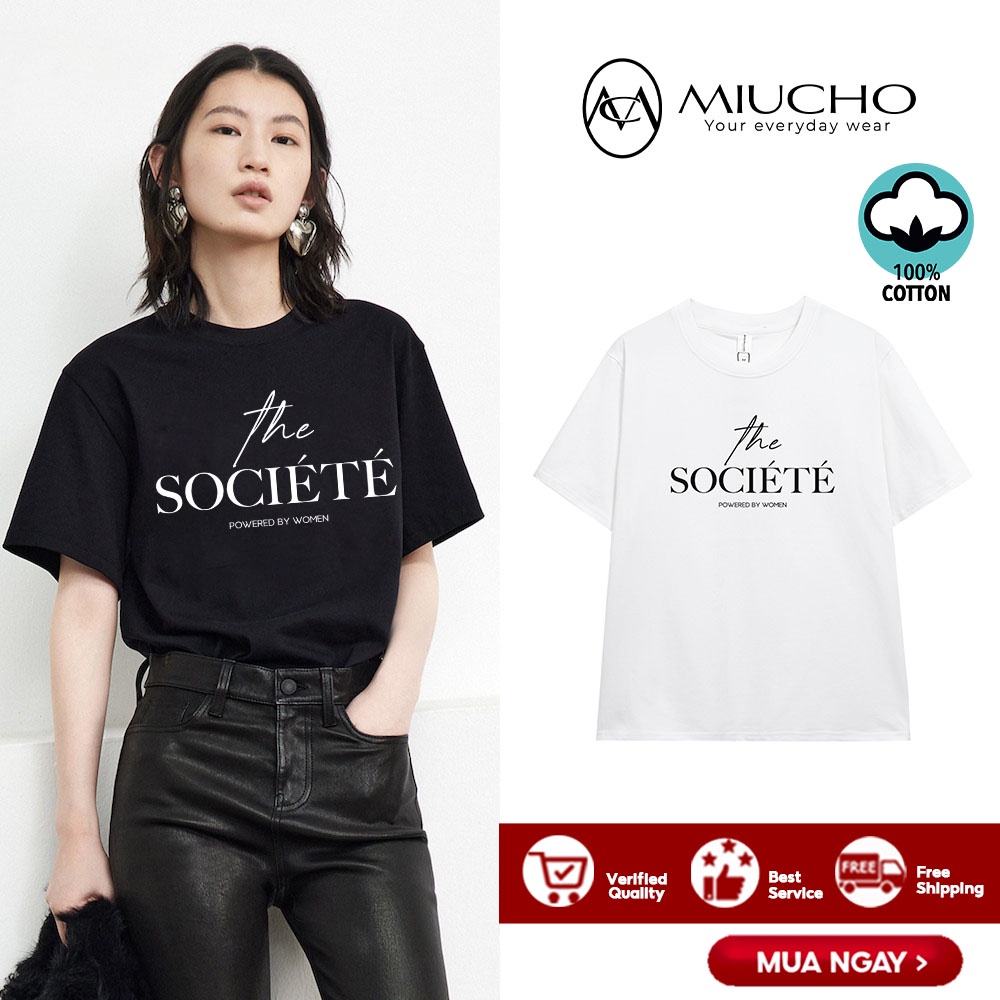 Áo thun nữ cổ tròn chất liệu cotton mềm mại form regular AR003 Miucho basic
