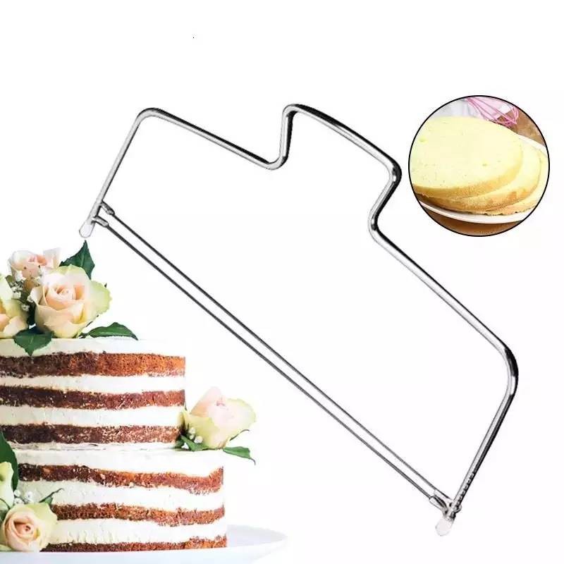 Dụng Cụ Cắt Bánh Bằng Thép Không Gỉ 2 Dây Có Thể Điều Chỉnh Tiện Lợi Mới