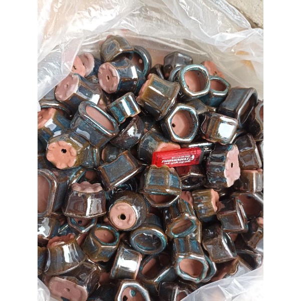 Combo 50 chậu siêu mini bonsai, sen đá mini men hoả biến