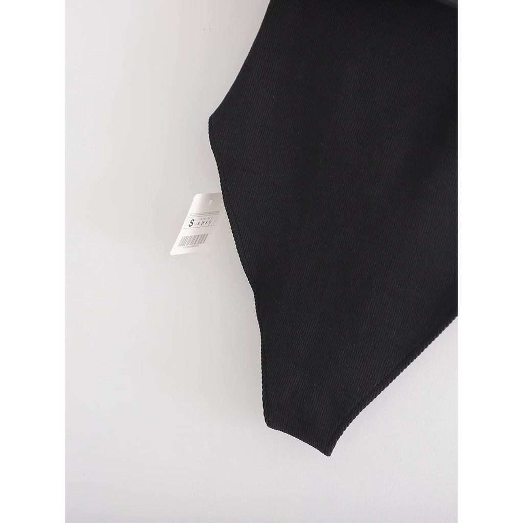 (Order) Áo bodysuit cổ voan bồng màu đen. Hàng TQXK, liên hệ người bán trước khi mua hàng. | BigBuy360 - bigbuy360.vn