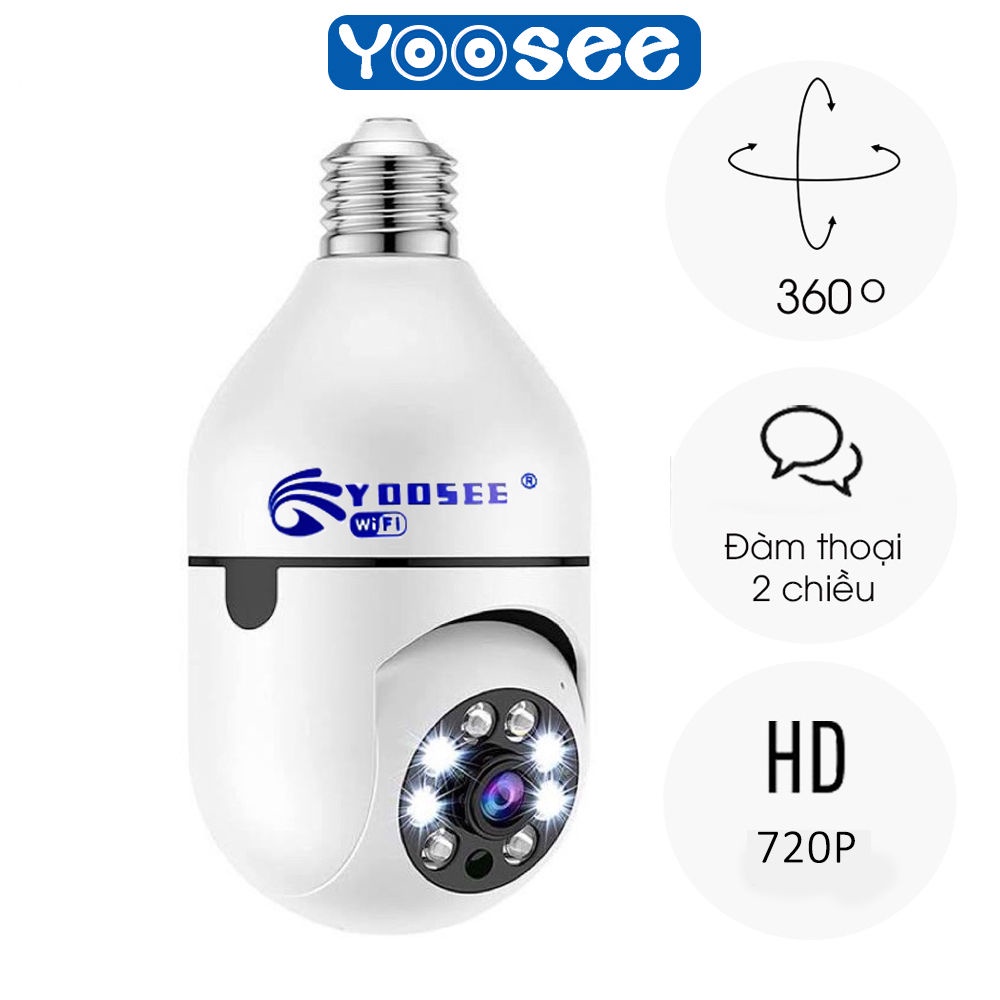 Camera wifi Yoosee bóng đèn Xoay 360°  5.0mpx FULL HD - Đàm Thoại Hai Chiều- Báo Động Chống Trộm- Ban Đêm Có Màu BH 12T