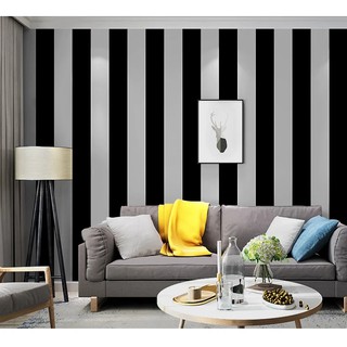 1 mét decal giấy dán tường sọc trắng đen khổ 45cm keo sẵn