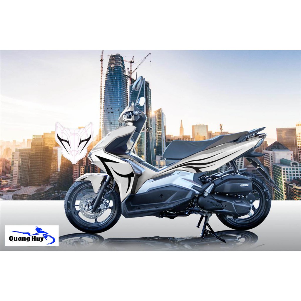 Tem trùm air blade trắng sọc đen đời 2020, độ team trùm ab dán phủ dàn áo xe trắng đen rẻ đẹp