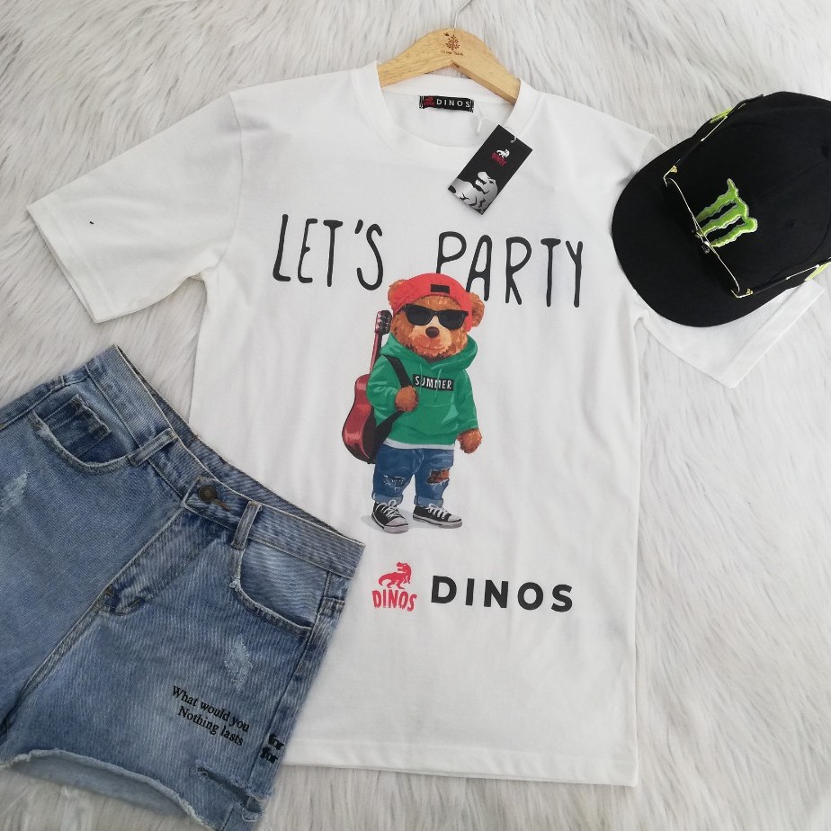 Áo thun cổ tròn màu trắng in Local Brand form rộng - Áo thun Nam/Nữ unisex Dinos