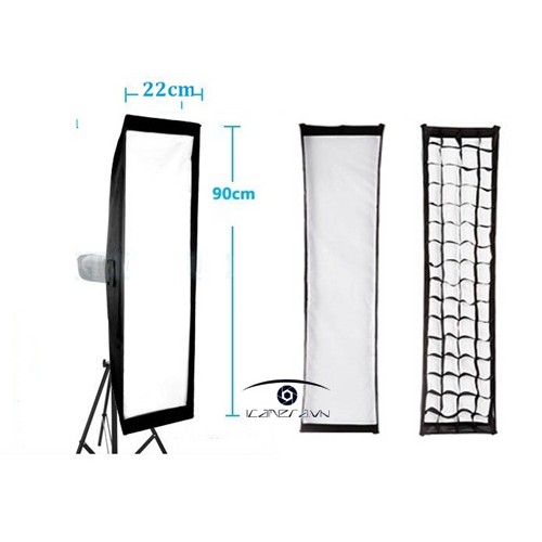 SOFTBOX TỔ ONG ĐÁNH VEN 22X90 cm ngàm bowen phù hợp đèn led, đèn flash...