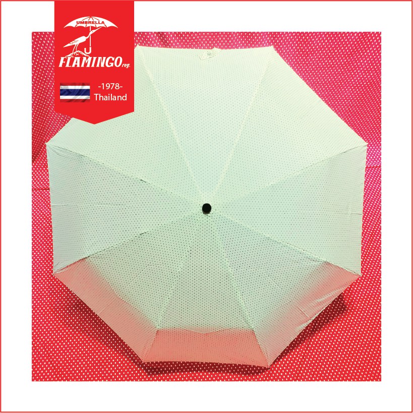 Ô Dù Gấp Thái Xếp 3 Caro Đóng Mở Tự Động Flamingo Dot Umbrella - Bi Kem