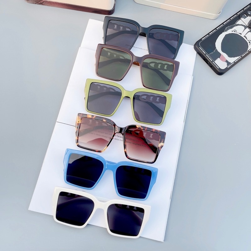 (YUZHU) Kính Mát Gọng Vuông Oversize Thời Trang Phương Tây Retro Hàn Quốc