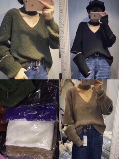 Áo len cổ chocker