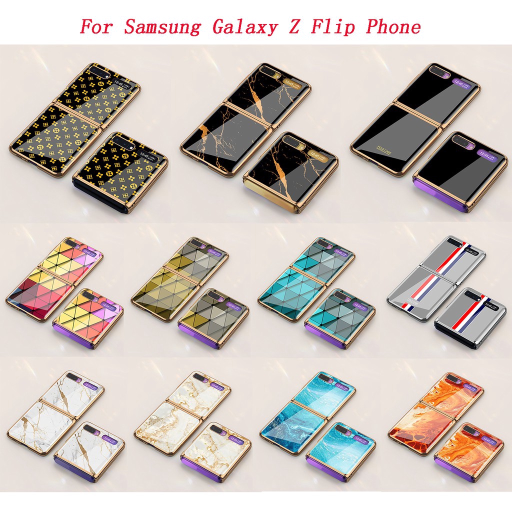 Ultra-thin Tempered Glass Phone Case Fashion Electroplated PC Back Cover Protection for Samsung Galaxy Z Flip /Z Flip 5G Phone