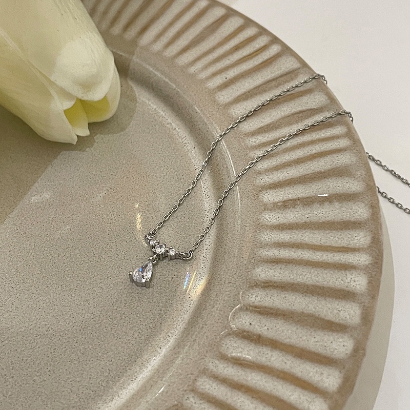 Vòng cổ Mặt Hình Giọt Nước Đính Đá zircon Thời Trang Mùa Hè Sang Trọng Đơn Giản Dành Cho Nữ
