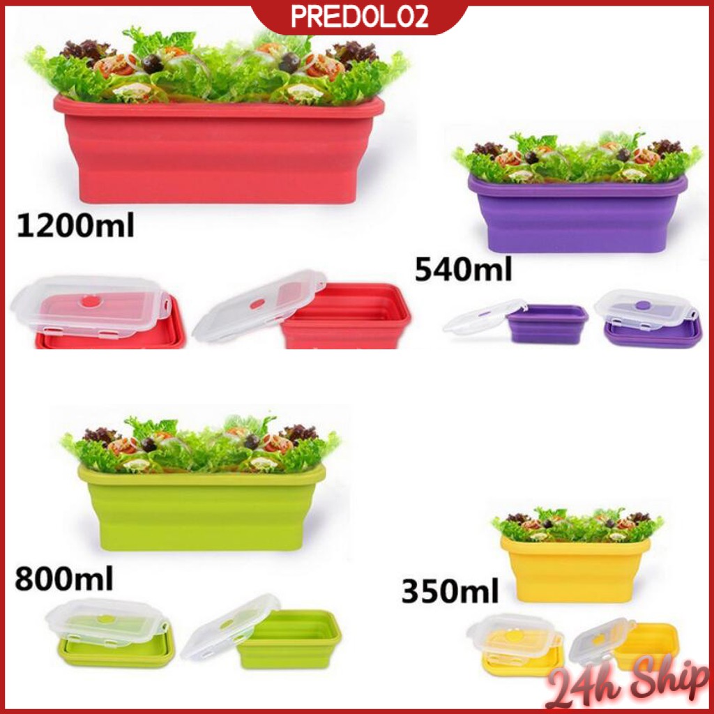 [Predolo2] Tô Silicone Đựng Thức Ăn Cắm Trại Không BPA Dung Tích 400ml Màu Đỏ