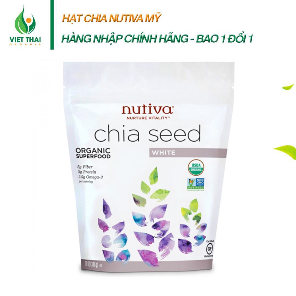 【HÀNG CHUẨN】Hạt Chia Mỹ Nutiva Trắng Chuẩn Nhập 340gr!