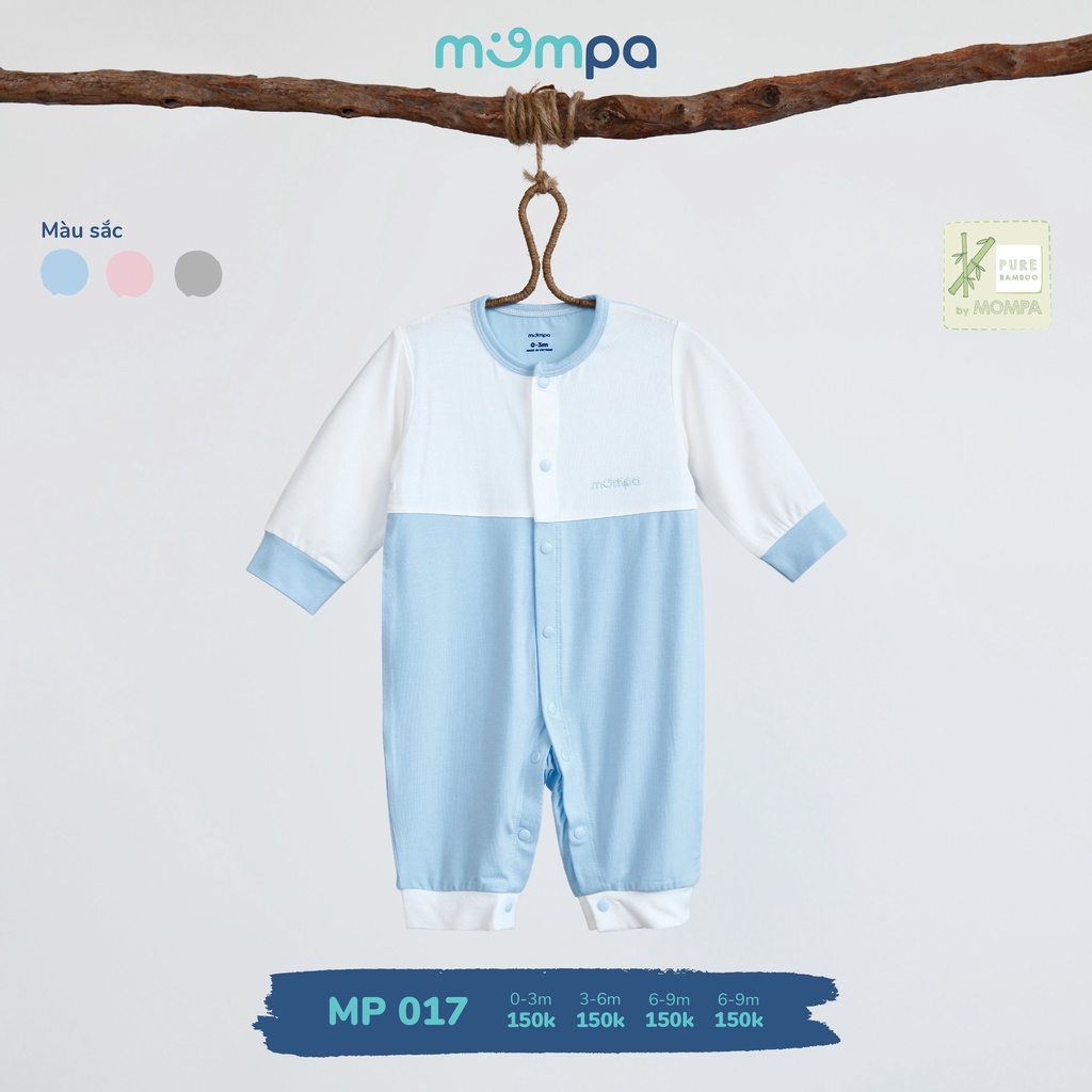 Bộ body cho bé sơ sinh 3 màu của Mompa MP 017 vải bamboo thoáng mát cho bé từ 0 đến 12 tháng