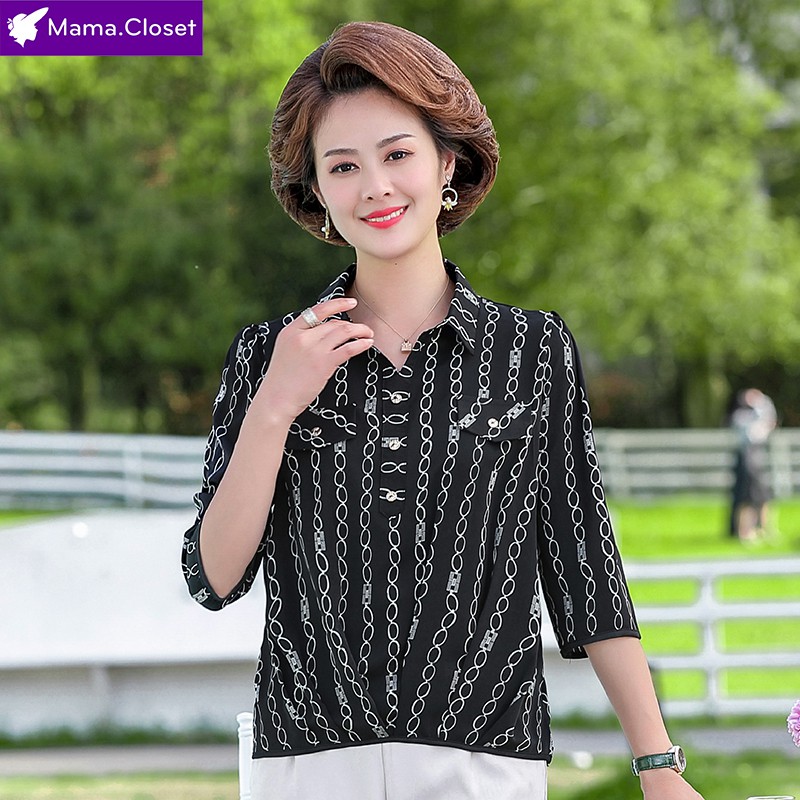 #Y641 ÁO SƠ MI GIẢ CỔ CÓ CÚC TAY LỬNG, SƠ MI CHO NGƯỜI TRUNG NIÊN, ÁO CHO MẸ, MẪU MỚI HOT NHẤT 2021