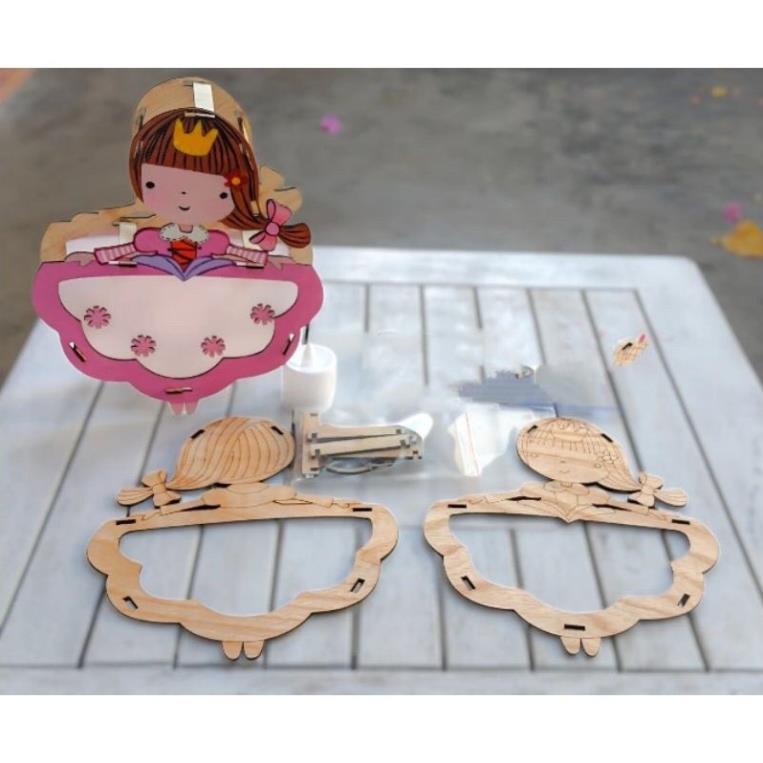 Đèn trung thu gỗ ❤Quà tặng cho bé❤ Tặng kèm 8 màu vẽ 💁‍♀️Bé thỏa sức tô vẽ sáng tạo rước đèn đêm rằm