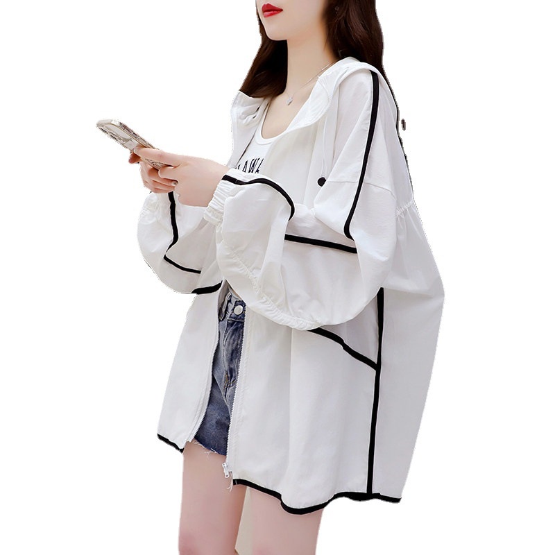 Áo Khoác Hoodie Tay Dài Dáng Rộng Chống Tia UV Thời Trang Mùa Hè Cho Nữ