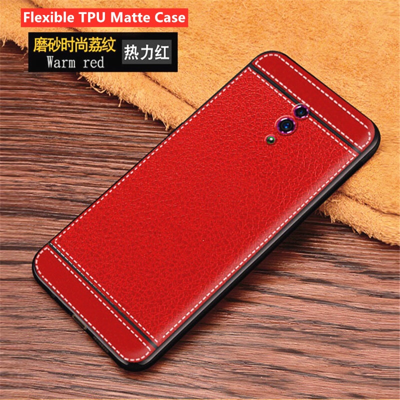 For OPPO Reno CPH1917 6.4 inch Flexible Ultra Slim Rubber Silicone Cell Phone Case with Elegant Vintage Leather Pattern Finish Anti-fall Back Cover