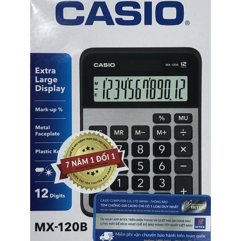 Máy tính Casio MX-120B chính hãng, bảo hành 7 năm