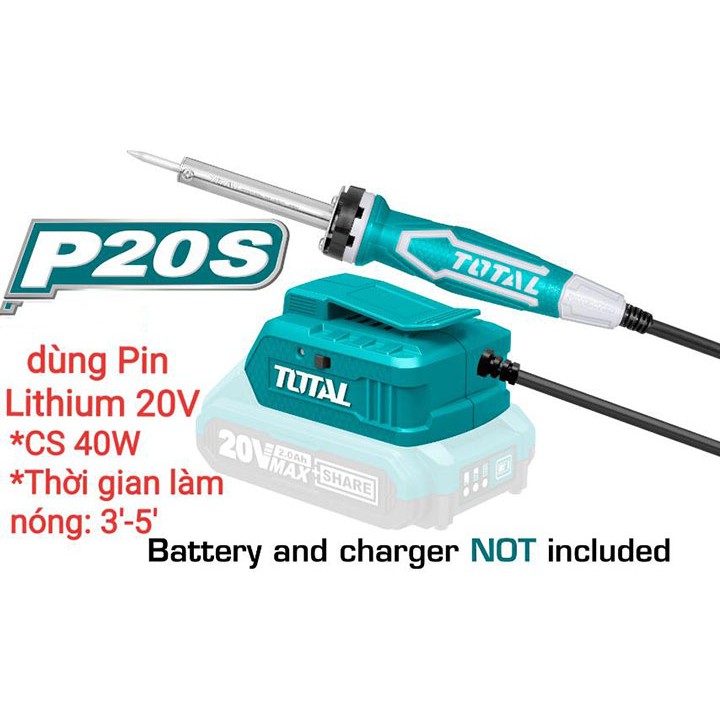 [Mã 44LIFESALE giảm 10% đơn 99K] Mỏ hàn dùng pin 20V Total TSILI2001