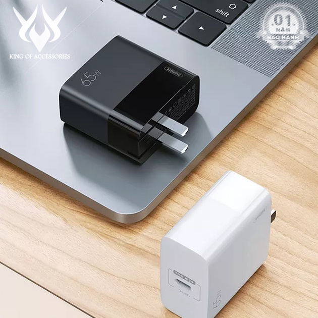 Cốc sạc siêu nhanh Remax RP-U56 Gan Charger TypeC 65W hỗ trợ sạc được cho cả máy tính laptop (MÀU NGẪU NHIÊN)