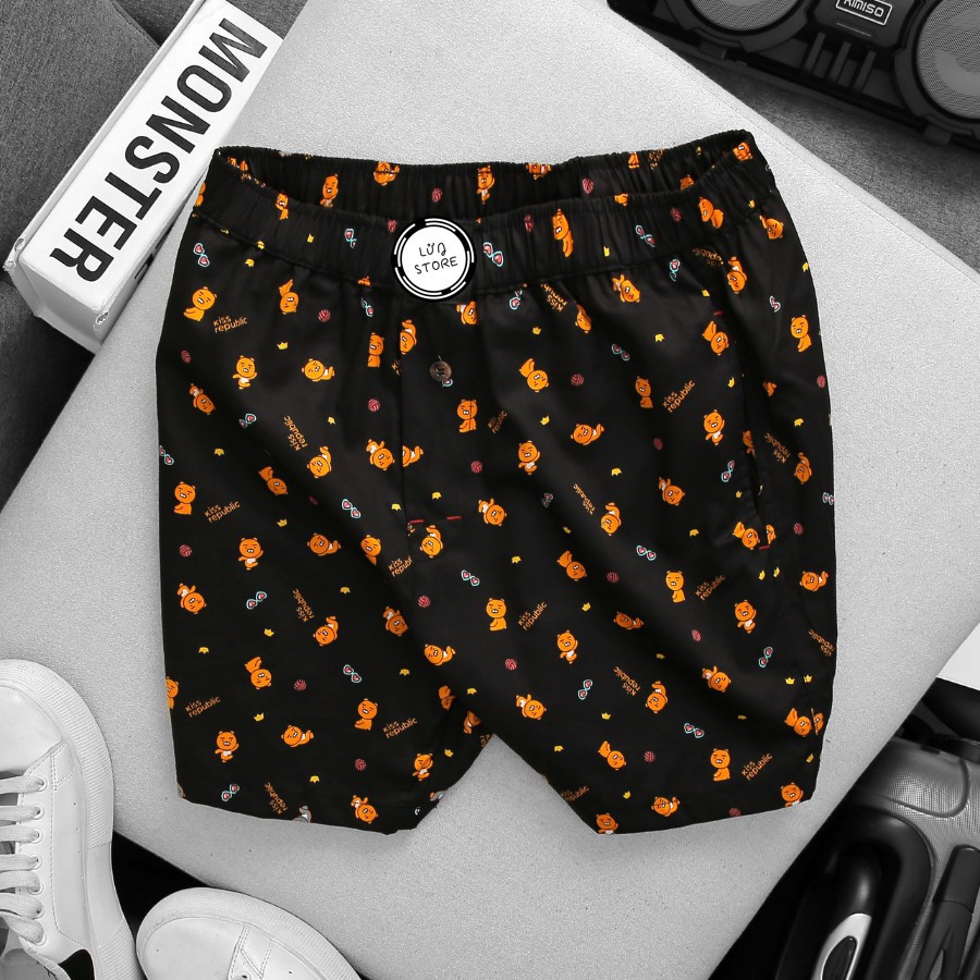 Quần đùi ngủ mặc ở nhà cho nam nhiều màu - Lưng thun co dãn thoải mái, vải cotton mềm mịn, thấm hút mồ hôi | BigBuy360 - bigbuy360.vn