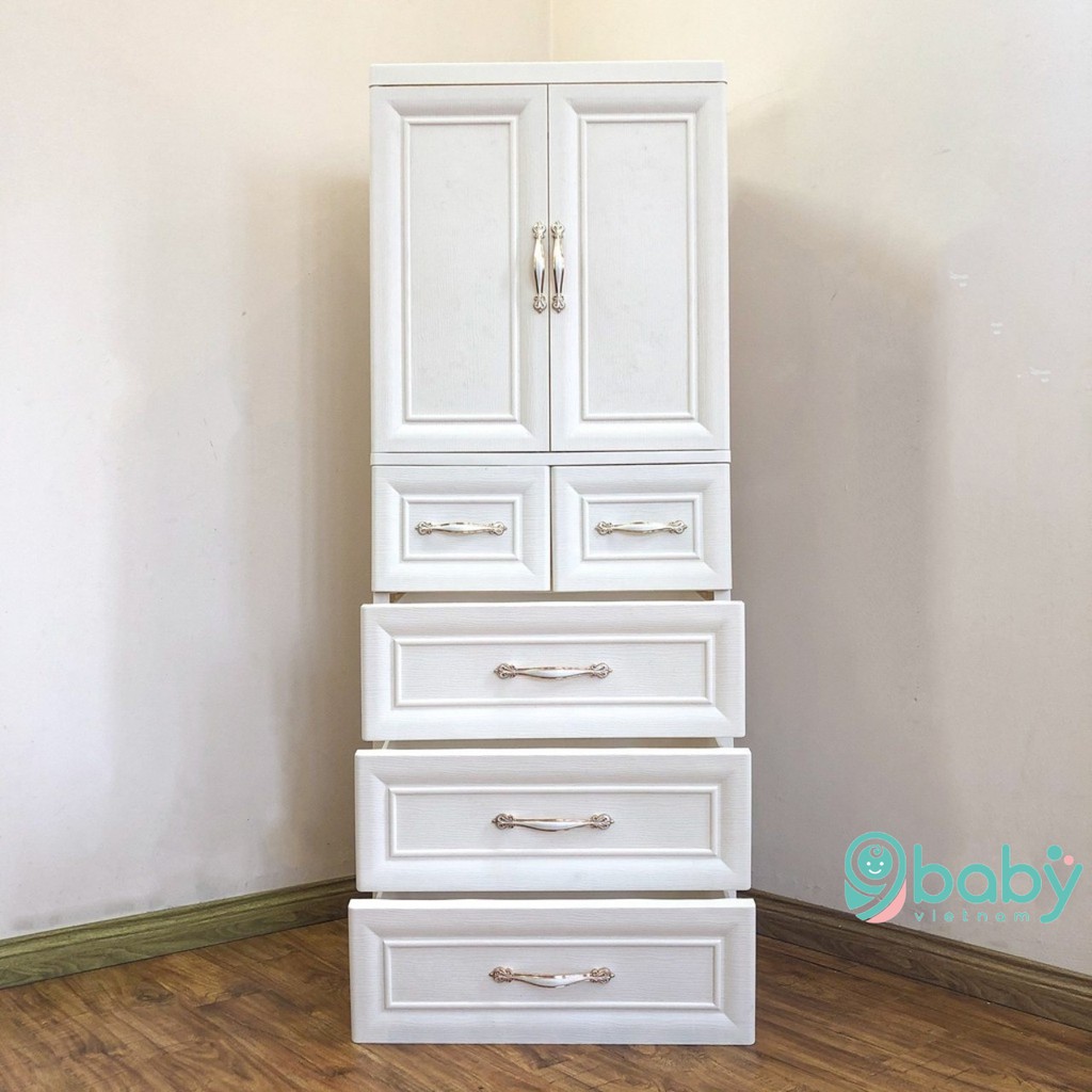 FREE SHIP !! TỦ 5 TẦNG 9BABY Vân Gỗ Cao Cấp KUB NK (Tặng Kèm Bánh Xe)