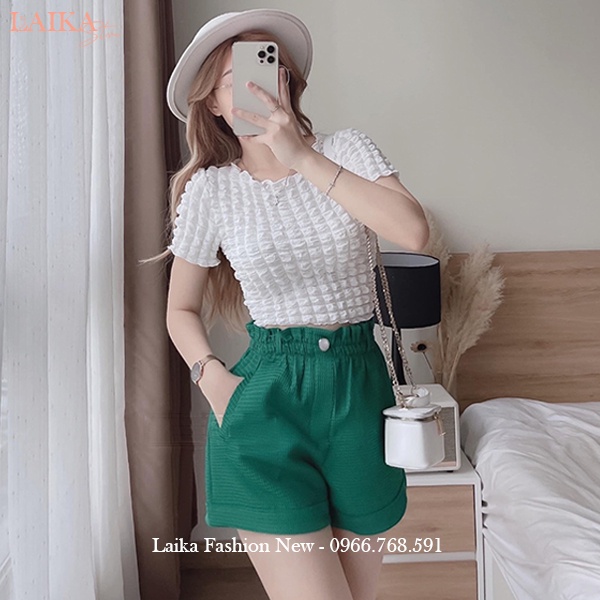 Quần đùi nữ mặc nhà cạp chun lưng thun cao chất vải xốp ong mềm mát dáng quần short nữ ống rộng đi biển thể thao hẹn hò