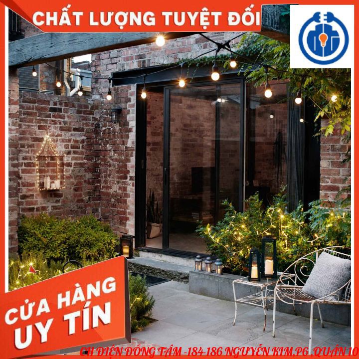 ⚡GIAO HỎA TỐC⚡Bộ Dây Thả Ngoài Trời 5m 10 đuôi + kèm bóng 3w- Dây đèn LED thả ngoài trời chống nước - đèn trang trí cafe