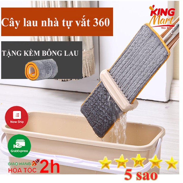 [ 2 BÔNG LAU]  Cây lau nhà , chổi lau nhà tự vắt SIÊU HÚT NƯỚC thông minh xoay 360 độ Spin mop