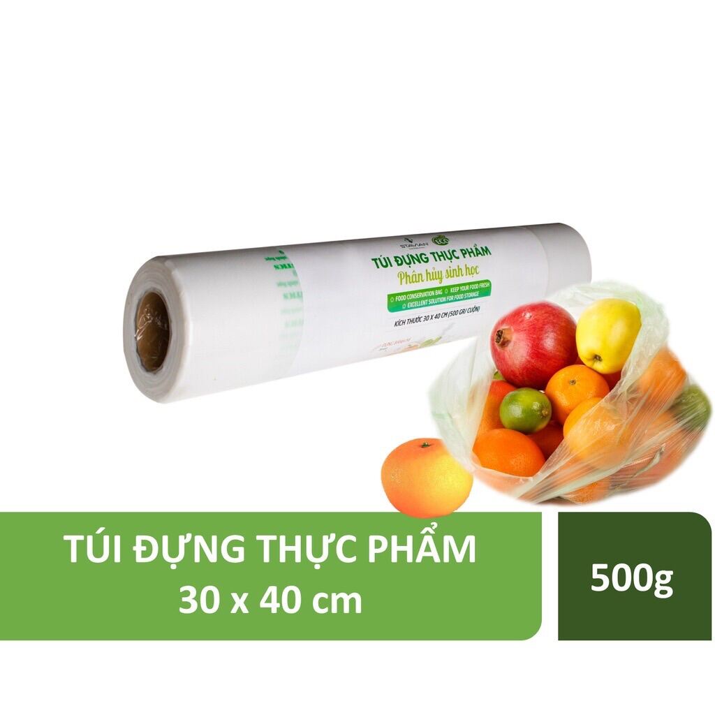 Túi Đựng Thực Phẩm Tự Phân Huỷ Sinh Học ECO Green Eco cuộn 500g 20*30cm, 25*35cm, 30*40cm