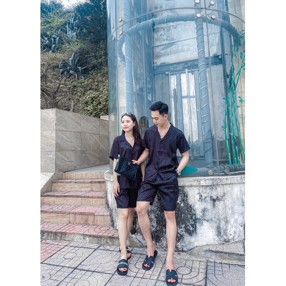 Bộ Ngủ Cộc Tay Chất Lụa Gấm Cao Cấp, Bộ Đồ Pijama Lụa Cộc Tay Phù Hợp Cả Nam Và Nữ