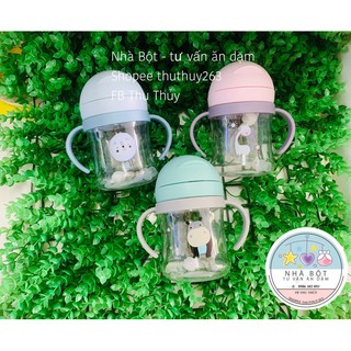 [Tặng cọ ống hút] Cốc tập uống nước có van chống sặc cho bé 250ml