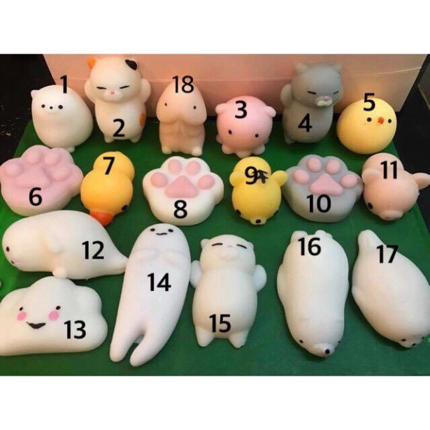 Thú mochi squishy nhiều mẫu mềm mịn đàn hồi bóp bóp kéo kéo