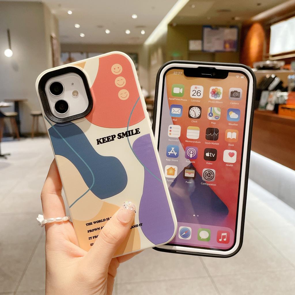 Ốp Điện Thoại Viền Màu Tương Phản 3 Trong 1 Cho IPhone 13Promax 12 11 7Plus X Xs Max XR
