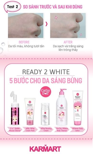 Sữa Tắm Trắng Da Cathy Doll Ready 2 White One Day Whitener Body Cleanser (450ml)