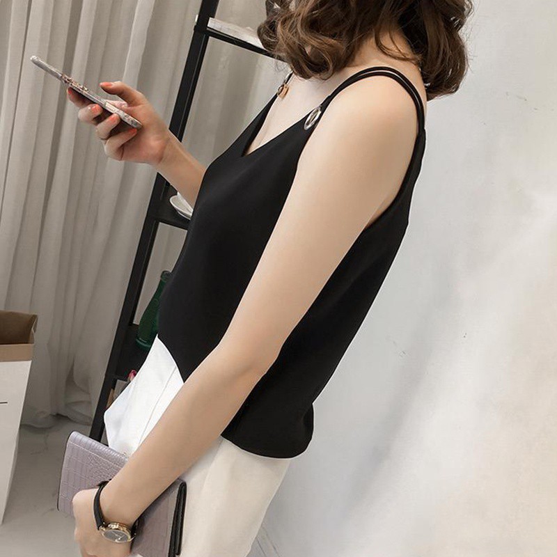 Áo voan không tay cổ chữ V thời trang hè gợi cảm cho nữ | BigBuy360 - bigbuy360.vn