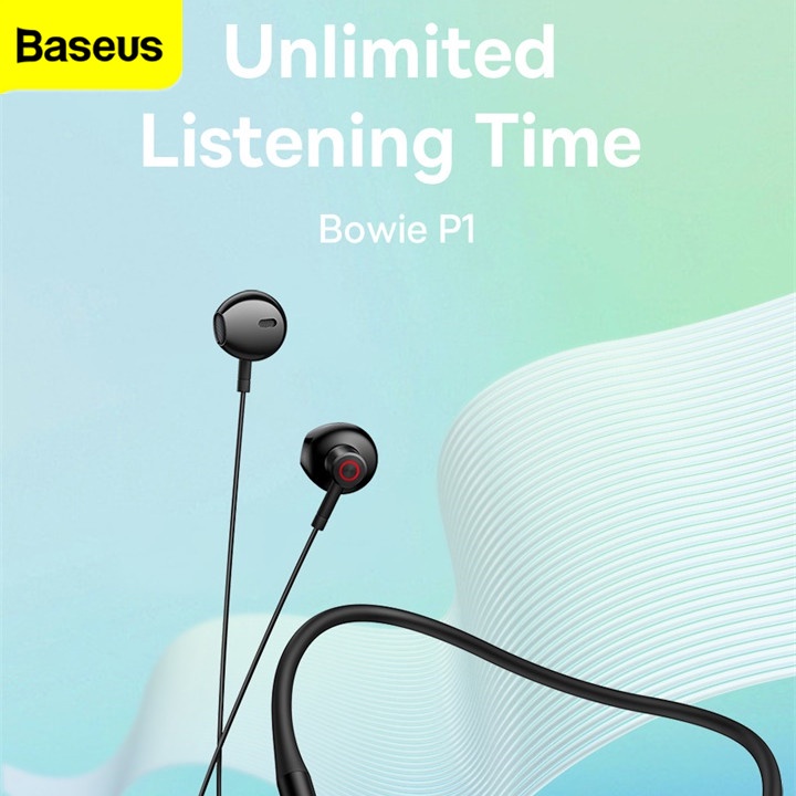 Tai nghe bluetooth Baseus Bowie P1 tai nghe choàng cổ thể thao chống nước Pin trâu lên đến 25h nghe nhạc