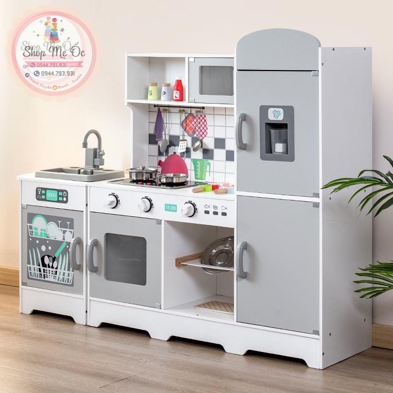 HÀNG CÓ SẴN - Đồ chơi gỗ Bếp liên hoàn kèm Bồn rửa - BBQ - Tủ lạnh siêu Hiện Đại