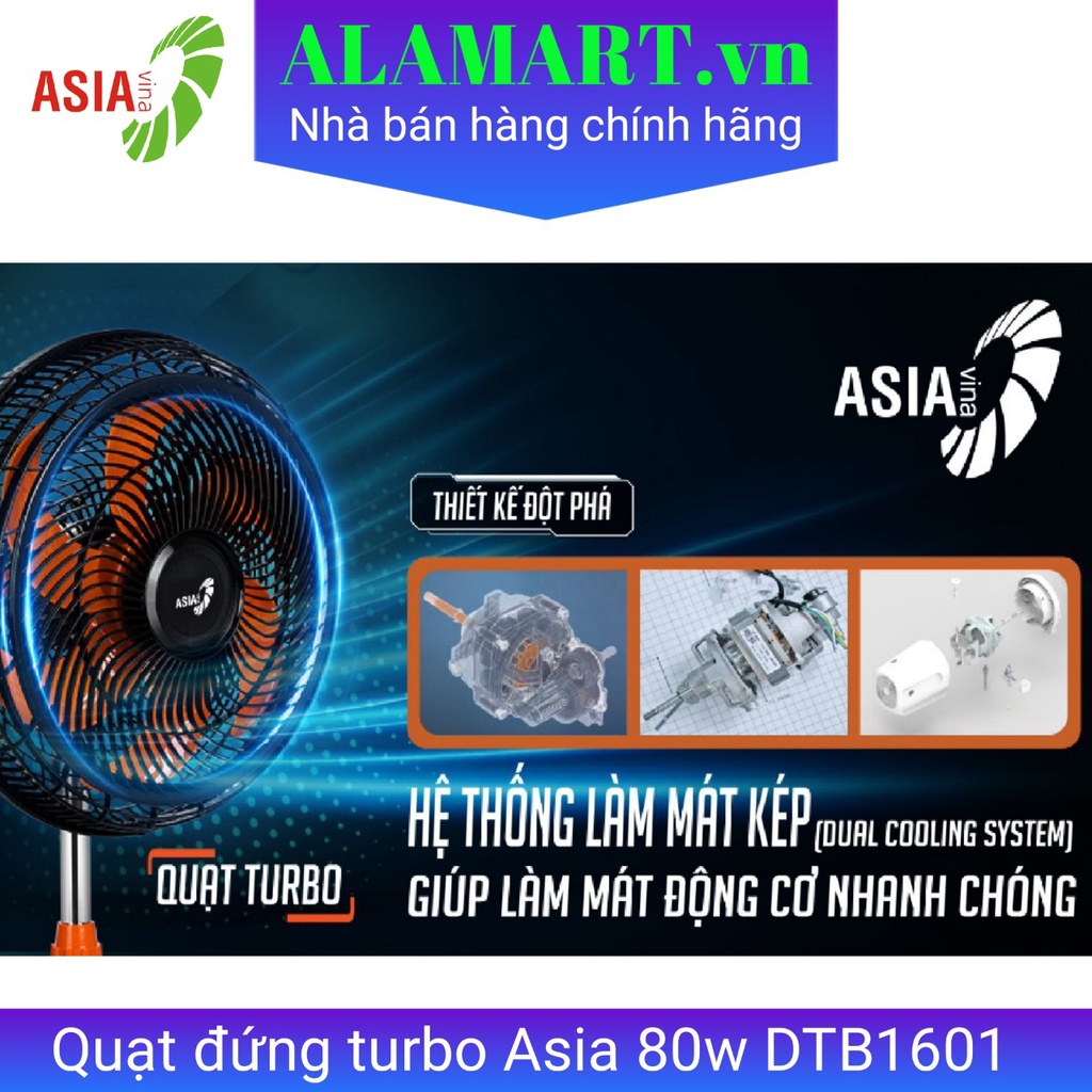 Quạt đứng Asia Turbo DTB1601 , sải cánh 40cm sử dụng văn phòng, phòng khách, phòng ngủ