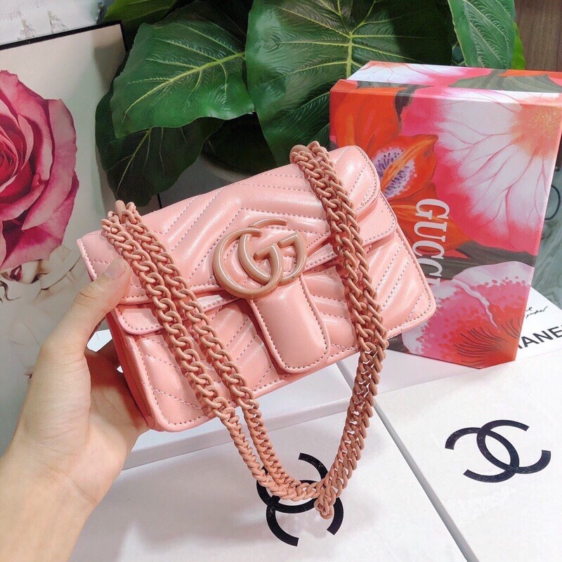 Túi xách nữ khóa GG trần chỉ bóng da mềm  DC.Fashion