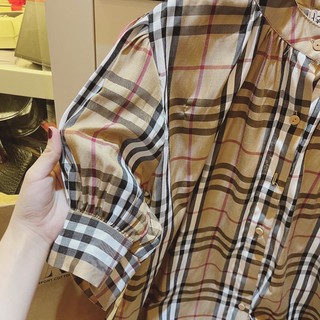 Áo sơ mi kẻ tay bồng