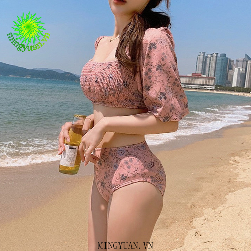 Bộ đồ bơi dài tay lưng cao in họa tiết hoa thời trang 2020 cho nữ | BigBuy360 - bigbuy360.vn