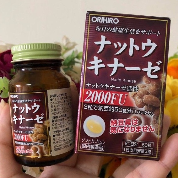 Viên uống chống đột quỵ, tai biến Natto Kinase 2000FU Orihiro Nhật Bản hộp 60 viên