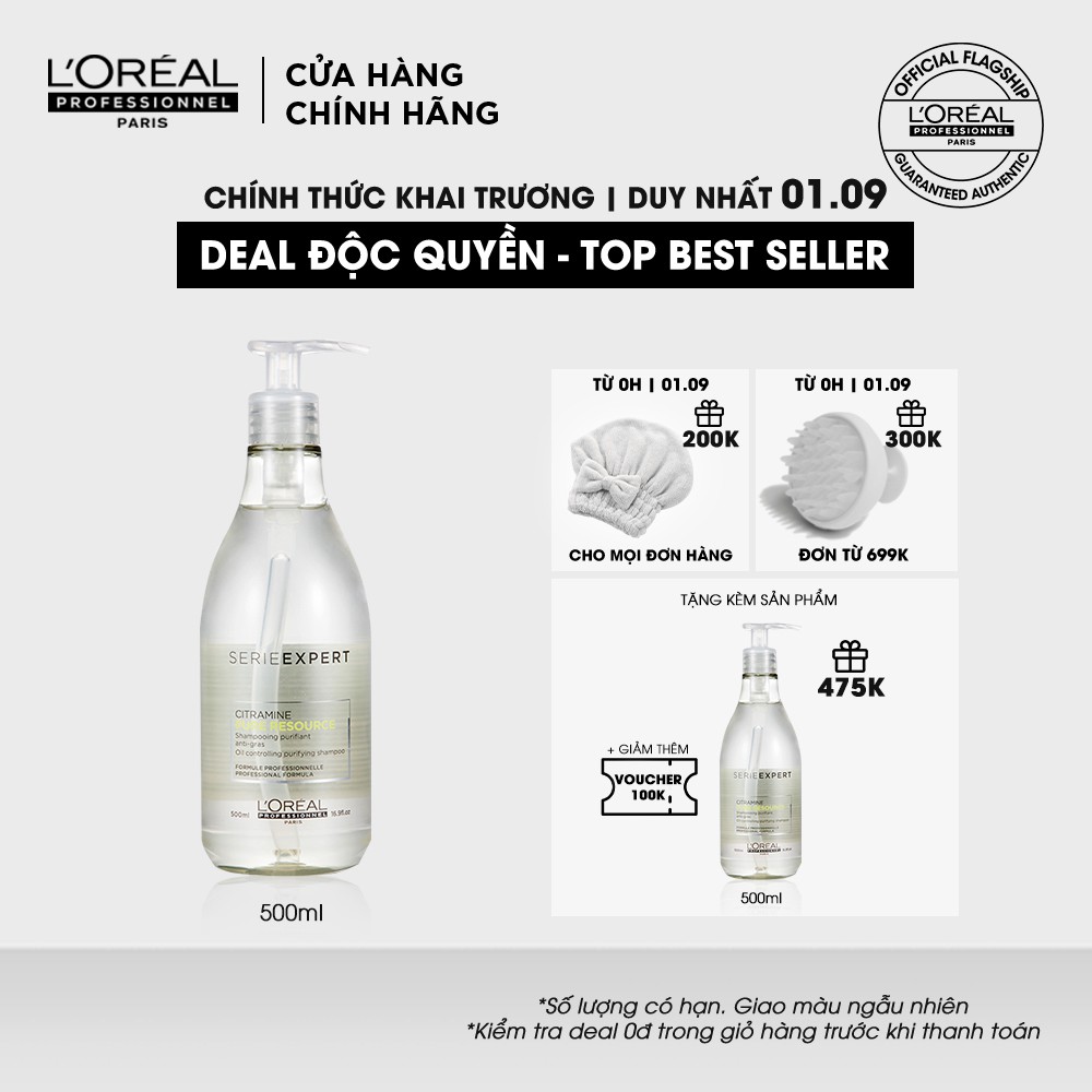 Dầu gội LOreal Professionnel chăm sóc da đầu nhờn Serie Expert Pure Resource 500ml