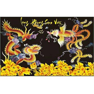 Tranh đính đá long phụng sum vầy 70×45cm chưa đính.