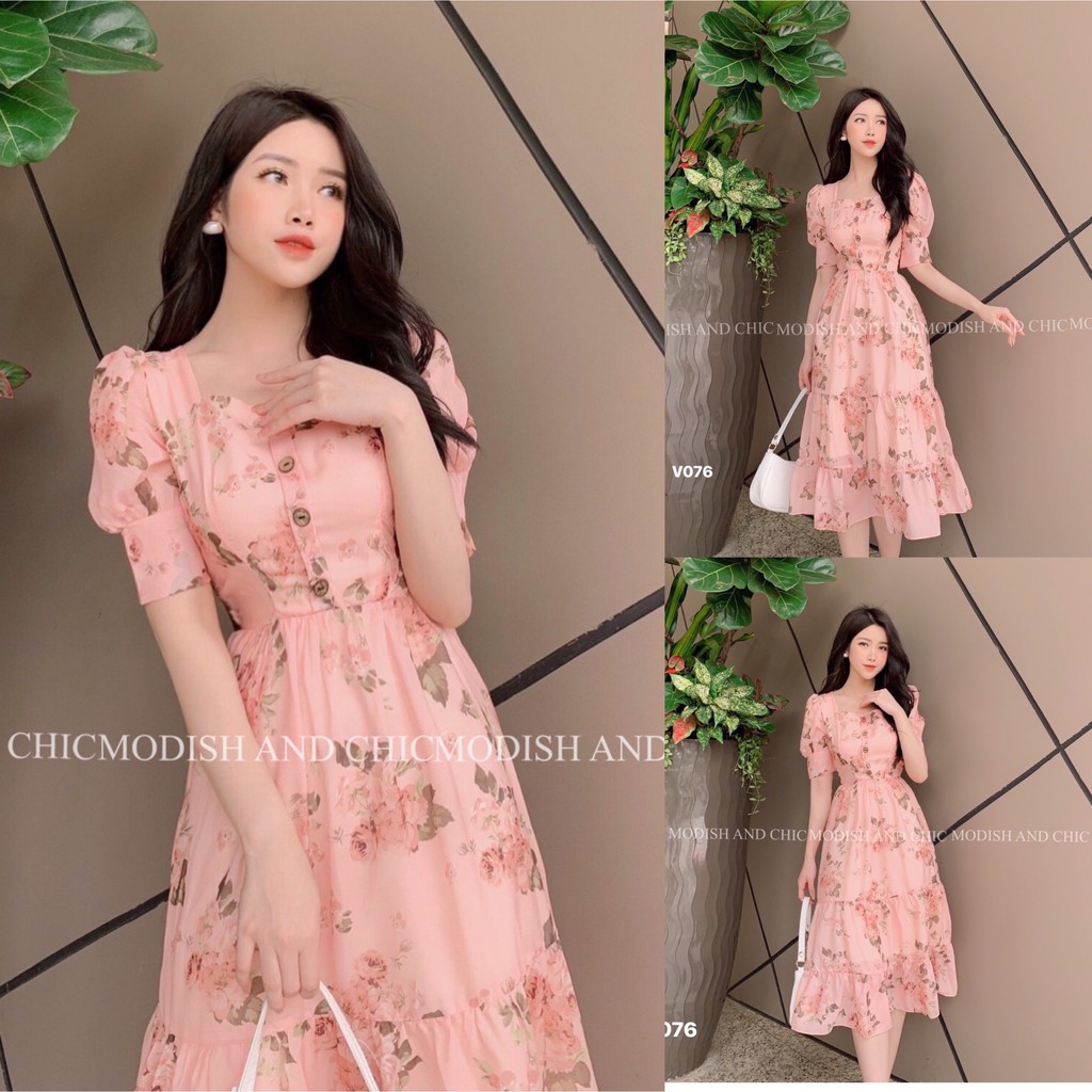 Váy hồng cam cúc ngực V076  - Modish and Chic phân phối chính thức (Kèm ảnh thật trải sàn do shop tự chụp) | WebRaoVat - webraovat.net.vn