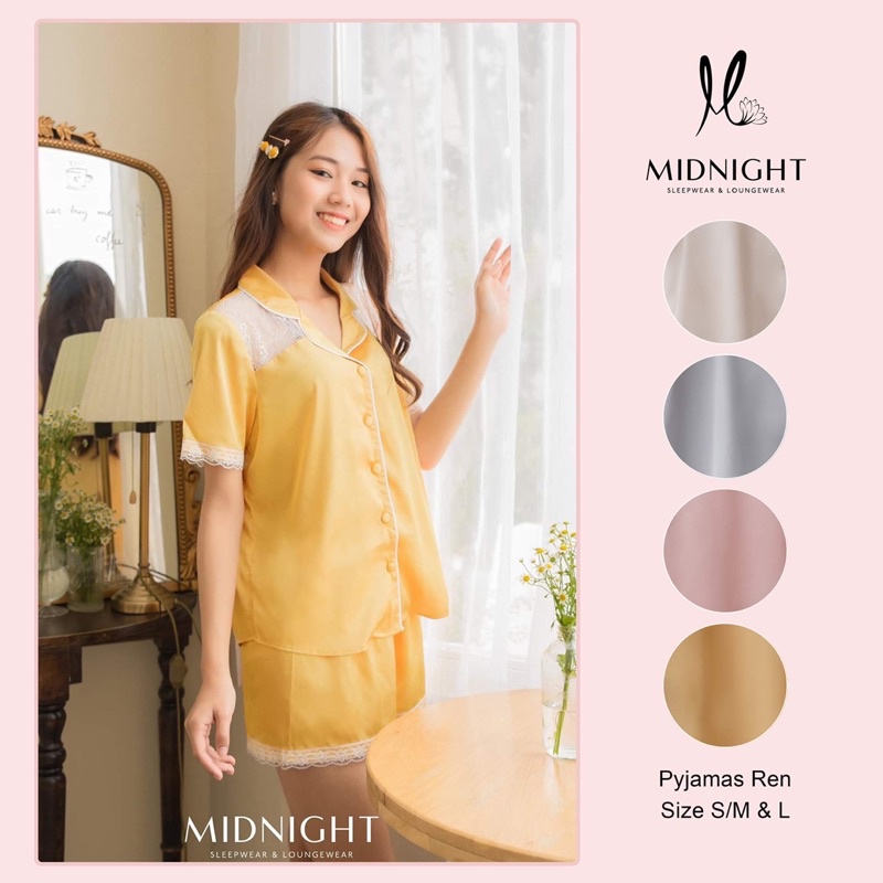 Đồ ngủ mặc nhà Pyjamas ren tay ngắn quần ngắn - Midnight Sleepwear