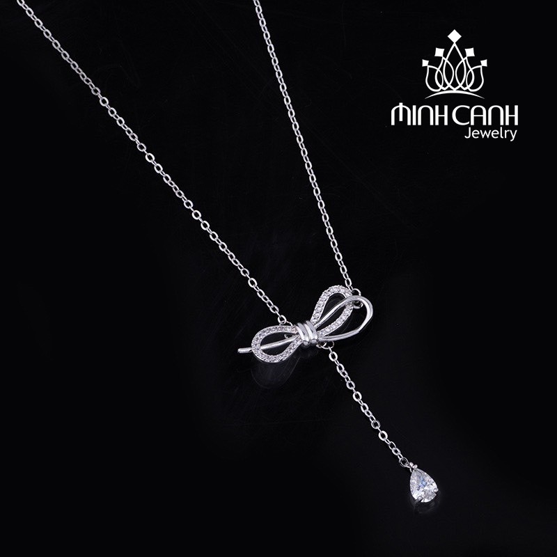 Dây Chuyền Bạc Thắt Nơ Treo Đá - Minh Canh Jewelry