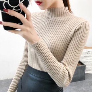 Áo len tay dài cổ cao thời trang thanh lịch cho nữ