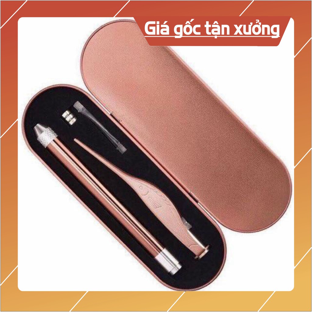 Sẵn hàng combo 10 bộ ngoáy tai nặn mụn hợp kim có đèn